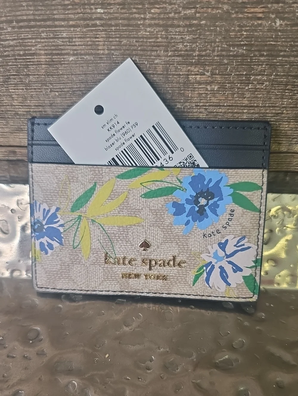 kate spade Floral Cardholder with Blue & Yellow Flowers, NWT